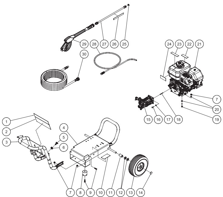 MITM WP-3000-0MKB pressure washer parts and manual